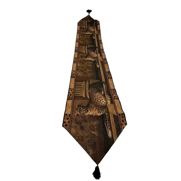 ELAINE VOLLHERBST  Cheetah Animal Print Table Runner Vintage 12" X 35" Decor - Picture 1 of 6